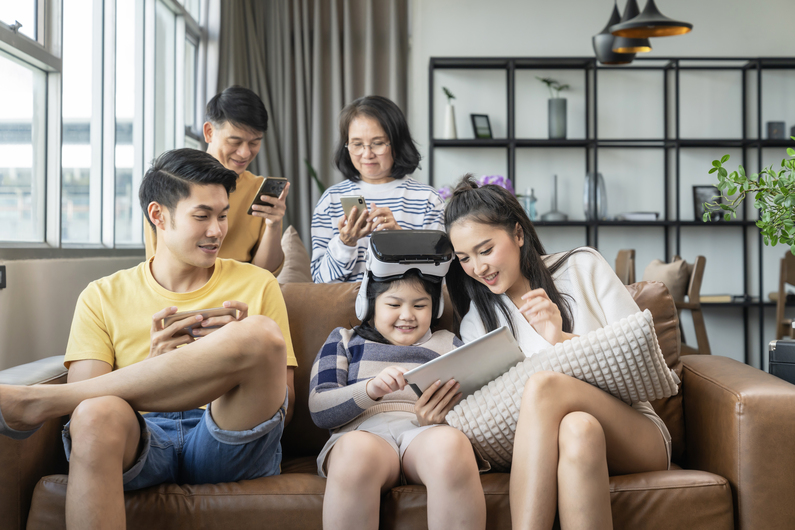 Family enjoying high-speed internet